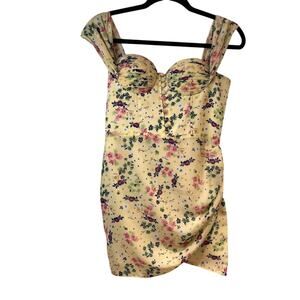 NEW Adeirlina Yellow Floral Bustier Mini Dress Medium